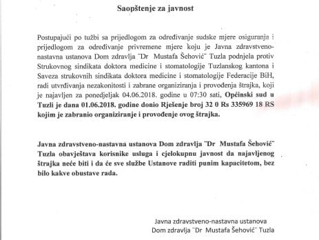 VANREDNO SAOPŠTENJE ZA JAVNOST 001