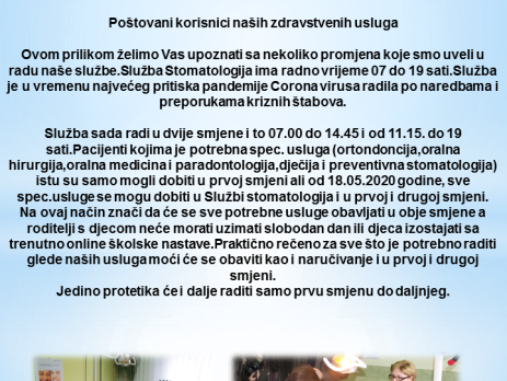 STOMATOLOGIJA PROMJENA REZIMA RADA